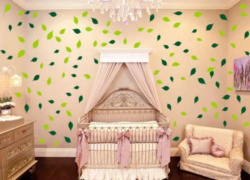 Vista 7 de Calcomanía de pared de hojas para decoración de pared de árbol, decoración de habitación (verde oscuro y verde claro)