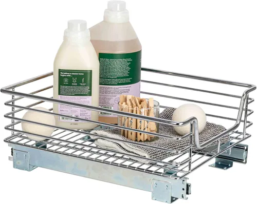 Vista 25 de Household Essentials Glidez - Organizador de almacenamiento multiusos de acero cromado extraíble/deslizante para uso debajo del gabinete - Diseño
