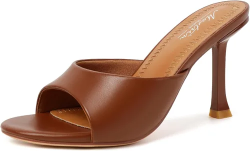 Vista 11 de Mostrin - Sandalias con tacón de gatitos para mujer, con punta redonda con lazo, vintage, sexy, de tacón aguja, sin talón, para fiesta y uso diario