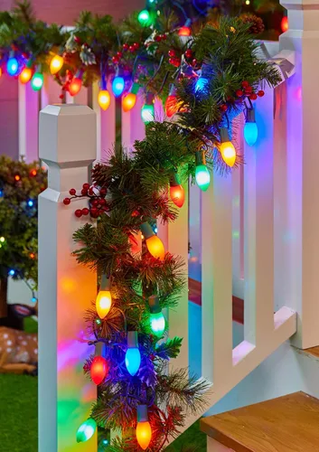 Vista 9 de Luces LED vintage C9 de Navidad para exteriores, 50 pies C9 con 50 bombillas C9 inastillables, impermeables, conectables, comerciales
