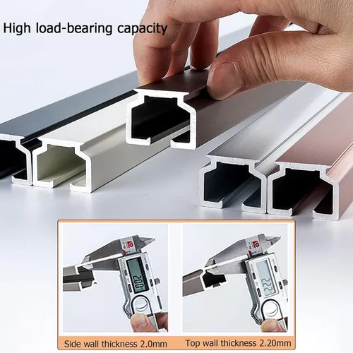 Vista 2 de Heavy Duty Ceiling Curtains Track Aluminum Curtain Rail Silent Curtain Rod Sliding Rail Pole System Wall Mount Room Divider for Windows, RV, Camper