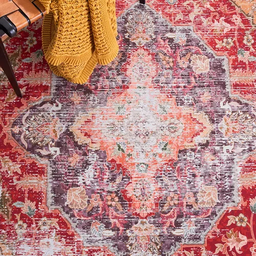 Vista 6 de SAFAVIEH Tucson Collection - Alfombra lavable de 2 pies 6 x 8 pies, resistente al óxido y dorado, antideslizante, ideal para zonas de alto tráfico