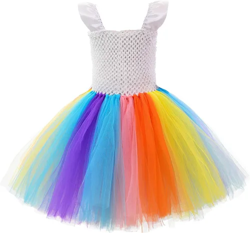 Vista 2 de JerrisApparel Disfraz de unicornio para niñas con diadema