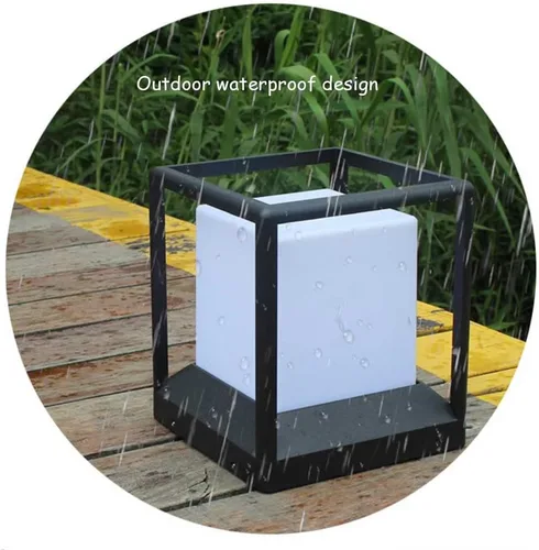Vista 5 de Lámpara de poste para exteriores, moderna lámpara cuadrada para patio al aire libre, luces de columna de paisaje, luces de pilar de patio, luces