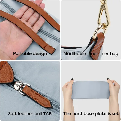 Vista 6 de Longchamp Neverful - Organizador de bolso con cremallera (28, azul claro) organizador de bolsas medianas, múltiples bolsillos con posición de taza
