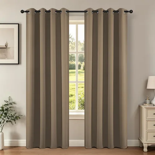 Vista 13 de Joydeco - Juego de 2 paneles de cortinas opacas de 63 pulgadas, 2 cortinas largas con aislamiento térmico burg, cortinas de oscurecimiento