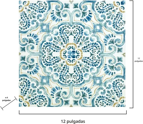 Vista 9 de FloorPops FP2477 Fontaine - Azulejos de suelo Peel & Stick, color azul