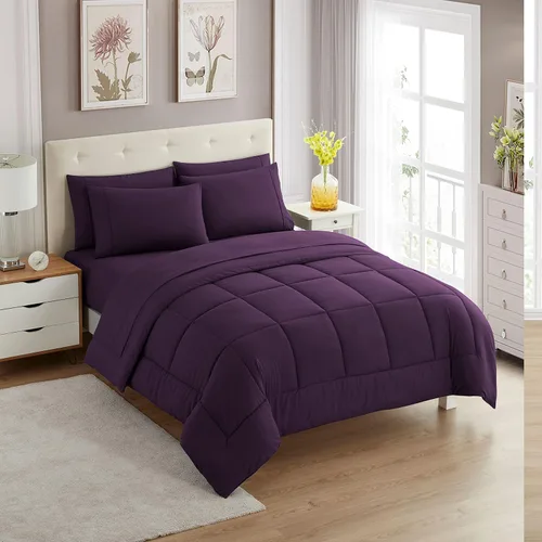 Vista 98 de Sweet Home Collection Juego de edredón de 7 piezas de color sólido para todas las estaciones, manta alternativa de plumón suave y lujosas sábanas