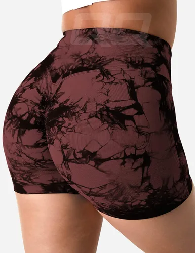 Vista 3 de QOQ Pantalones cortos de entrenamiento sin costuras para mujer, pantalones cortos de entrenamiento de cintura alta con levantamiento de glúteos