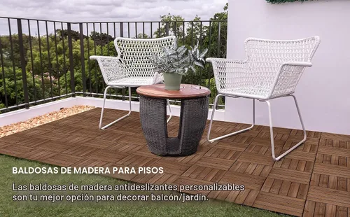 Vista 4 de Yaheetech 55 azulejos entrelazados para patio al aire libre, color marrón