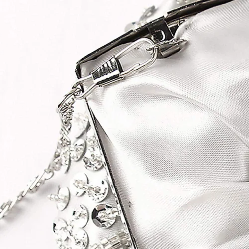 Vista 4 de Bolso de mano de noche con cuentas vintage para mujer, diseño vintage, con lentejuelas, con asa superior, para fiesta, boda, monedero, Oro