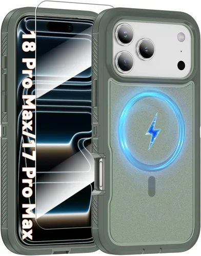 Vista 29 de Funda magnética para iPhone 13/iPhone 14 [compatible con Magsafe] [protector de pantalla de vidrio] [protección de grado militar de doble capa] Negro