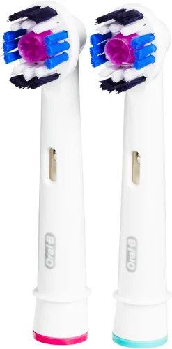 Vista 2 de Oral-B Recambios de cabezales de cepillo de dientes eléctricos de repuesto blanco 3D, paquete de 2