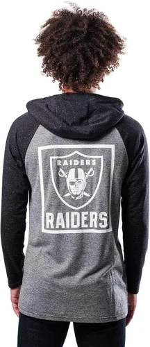 Vista 2 de Ultra Game - Sudadera con capucha de vellón para hombre con cuello Henley de la NFL Negro