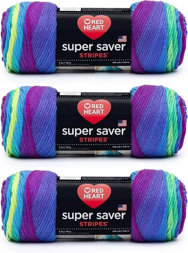 Vista 180 de Red Heart Hilo Super Saver, paquete de 3, estampado artístico, 3 unidades Estampado De Artista