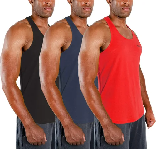 Vista 8 de DEVOPS Paquete de 3 camisetas sin mangas para hombre, con espalda en Y, ajuste seco