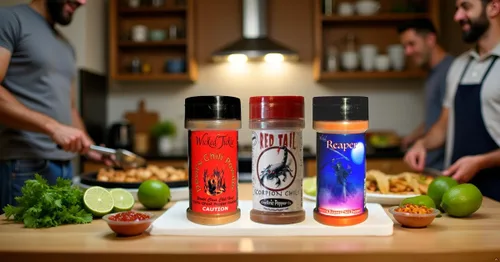 Vista 7 de Wicked Tickle & Wicked Reaper World's Hottest Spice Gift Set - Carolina Reaper, Ghost Pepper y Scorpion Chili Products Plus Free Sauce