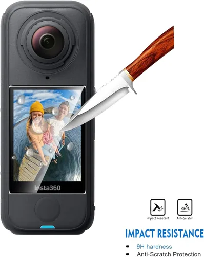 Vista 3 de Paquete de 2 protectores de pantalla de aire compatibles con Insta360 X4, película LCD de vidrio templado 9H, resistente a los arañazos HD