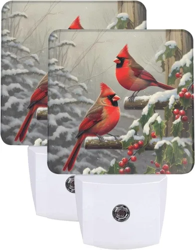 Vista 9 de Ouqiuwa Juego de 2 luces nocturnas enchufables para Navidad, rojo, invierno, feliz año nuevo, LED, sensor de movimiento, lámpara para dormitorio