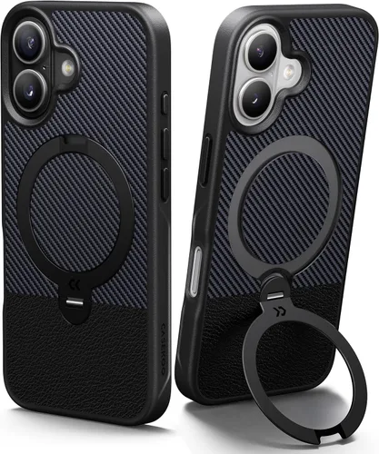 Vista 25 de CASEKOO Funda negra para iPhone 17 con soporte magnético giratorio de 360 grados