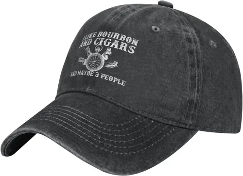 Vista 2 de Funny Hat I Like Bourbon and Cigars and Maybe 3 People Hat Men Baseball Hat Cool Hat