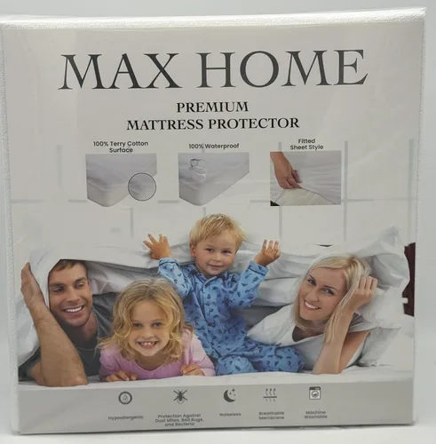 Vista 4 de Protector de colchón prémium 100% impermeable, tamaño King, absorbente, algodón, cama, transpirable, con bolsillos elásticos, funda suave