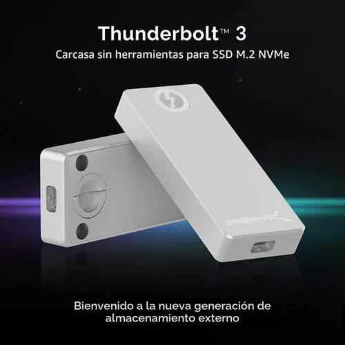 Vista 2 de SABRENT Carcasa de aluminio sólido SSD M.2 NVMe sin herramientas con certificación Thunderbolt 3 (EC-T3NS)