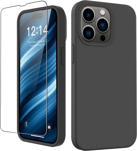 Vista 20 de FUNMIKO Funda compatible con iPhone 15 con protector de pantalla, silicona líquida suave y sedosa mejorada, diseñada a la moda para hombres, mujeres