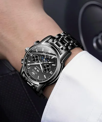 Vista 6 de OLEVS Relojes mecánicos automáticos para hombres sin batería reloj de hombre fecha cuerda automática impermeable acero inoxidable marca de lujo