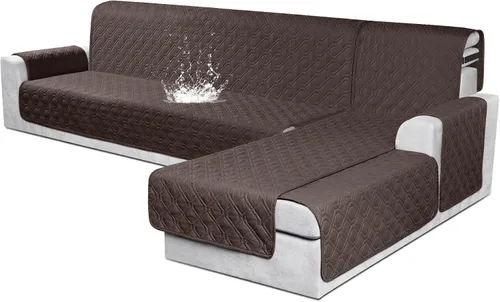 Vista 17 de VANSOFY Fundas para Sofá Seccional 100% Impermeables Funda Deslizable para Sofá en Forma de L 3 Piezas Reversible Funda para Chaise Lounge para Sofá