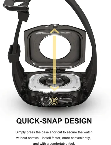 Vista 3 de Funda resistente con correa para Apple Watch, funda translúcida resistente con correa deportiva militar para hombre, grado táctico, a prueba