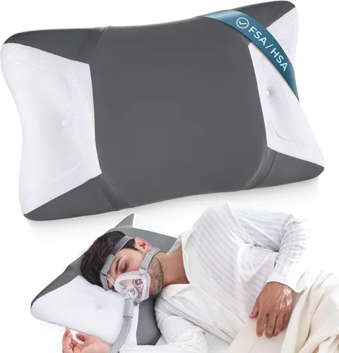 Vista 10 de Almohada para la apnea del sueño para usuarios de Cpap, almohadas ergonómicas ajustables de espuma viscoelástica para dormir de lado y espalda