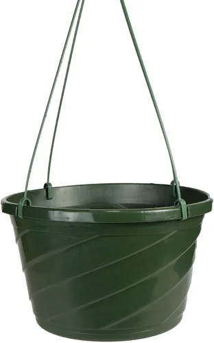 Vista 2 de Maceta colgante europea decorativa de The HC Companies de 30,5 cm de gran tamaño, cesta colgante de plástico con diseño de remolino para plantas al