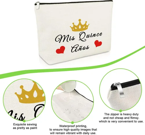 Vista 6 de Regalos de cumpleaños 15 para niñas, bolsa de maquillaje, regalos de cumpleaños para adolescentes de mamá, regalos de dulces 15 años, bolsa