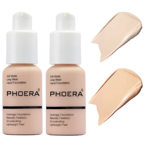 Vista 16 de Paquete de 2 PHOERA Base, Crema Correctora Mate Control de Grasa, PHOERA Base Líquida Mate Impermeable de Larga Duración para Mujeres y Niñas