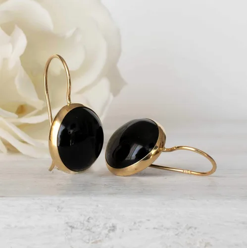 Vista 6 de Aretes de Piedras Preciosas de Oro de 14K - Aretes de Oro Sólido - Aretes de Oro de 14K para Mujeres - Aretes Llamativos - Aretes Colgantes de Oro