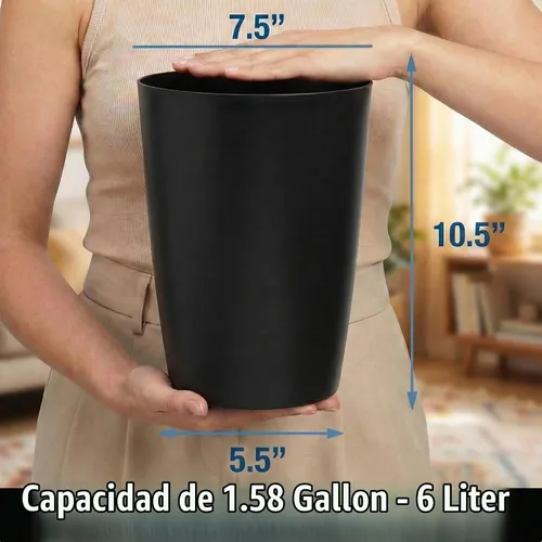 Vista 3 de Mini cesta de basura, cubo de basura de plástico pequeño y duradero, 1.6 Negro