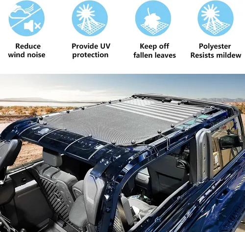 Vista 3 de sukemichi Parasol de 2 puertas para Ford Bronco, cubierta superior de bikini de malla, cubierta superior de Bimini para accesorios Ford Bronco 2021