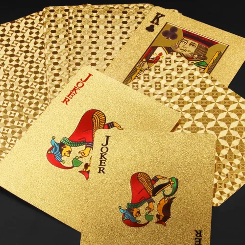 Vista 5 de INTEGEAR 2 barajas de cartas de juego, tarjetas de póquer con estampado 3D dorado en relieve de plástico PET impermeable cartas de juego de trucos