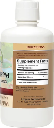Vista 3 de Organa Pure Crystalline Liquid Gold Suplemento - 30 PPM - Minerales coloidales