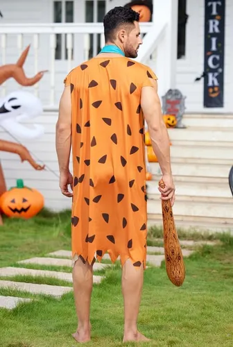 Vista 5 de Arvilhill Men Fred Costume Adult Classic Caveman Tunic Outfits