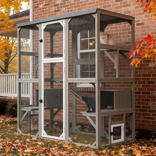Vista 12 de Catio portátil de 63" con ruedas, recinto para gatos al aire libre