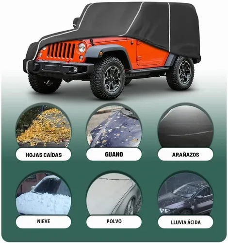 Vista 2 de Funda impermeable para coche compatible con Jeep Wrangler CJ, YJ, TJ y JK de 2 puertas 1955-2024, funda completa para todo tipo de clima de 6 capas
