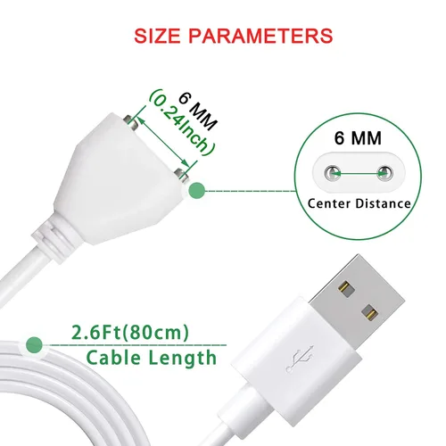 Vista 5 de Cable de carga USB magnético de 0.236 in de repuesto para cable de cargador de CC, paquete de 2