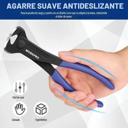 Vista 5 de WORKPRO Alicates de corte de 7 pulgadas, alicates de corte final - Acabado negro en acero cromo vanadio, pinza de corte final de alto