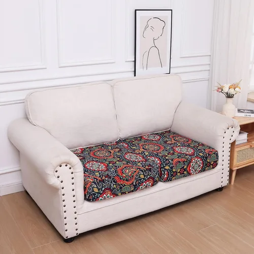 Vista 192 de hyha Fundas de cojín de sofá estampadas, fundas de sofá florales lavables para sofás con 2 cojines, fundas de cojín de patrón elástico para muebles