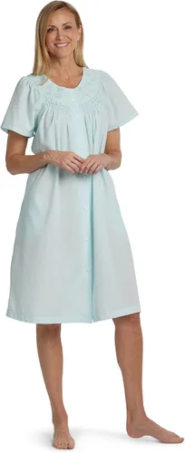 Vista 13 de Miss Elaine Bata corta de seersucker para mujer, cierre de broches frontal y mangas cortas, dos bolsillos delanteros, ropa de dormir y ropa