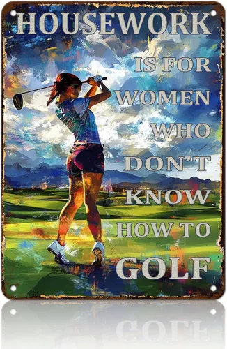 Vista 12 de Golf Girl Metal Tin Sign Golf Metal Poster Never Underestimate A Lady Who Plays Golf Funny Vintage Tin Sign Wall Plaque Poster 12x16inch