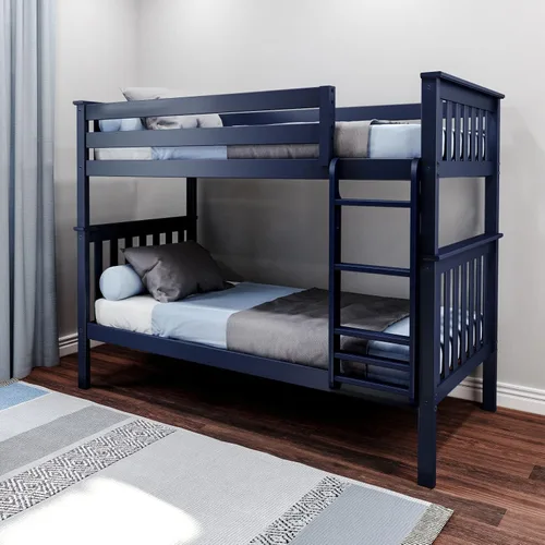 Vista 21 de Max & Lily - Litera, marco de cama individual sobre cama matrimonial para niños, color azul. Climb with Confidence, Sturdiness Redefined