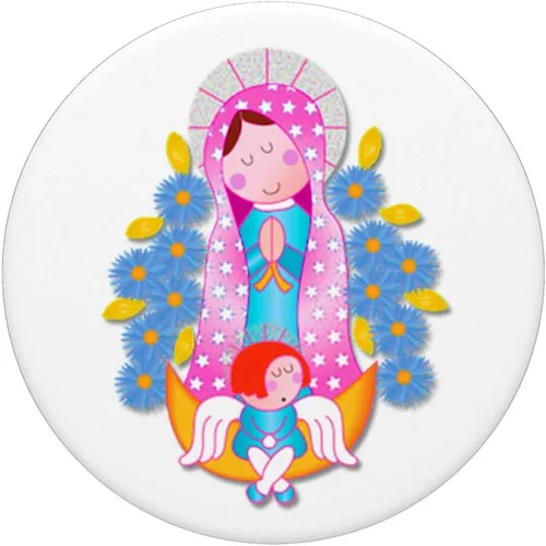 Vista 3 de Virgen de Guadalupe Nuestra Señora de Guadalupe Religious White - PopSockets Grip and Stand for Phones and Tablets